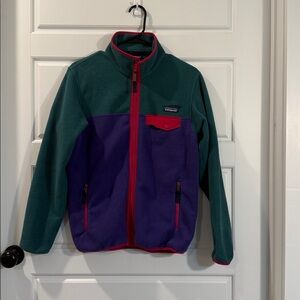 Synchilla Snap T Fleece Full Zip green purple pink  Jacket Retro small